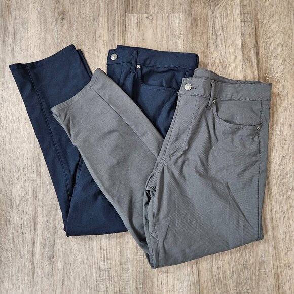 Lot of 2 American Eagle Pants Slim Fit 33x30 Gray Blue Stretch Flat Front - Picture 1 of 8